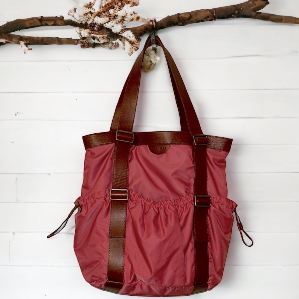 STRENESSE Blue Oversized Tote in Rose Pink Nylon with Brien Vegan Leather Trim